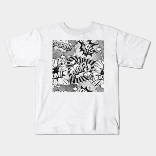 Black and White Comic Book Word Art Collage Kids T-Shirt